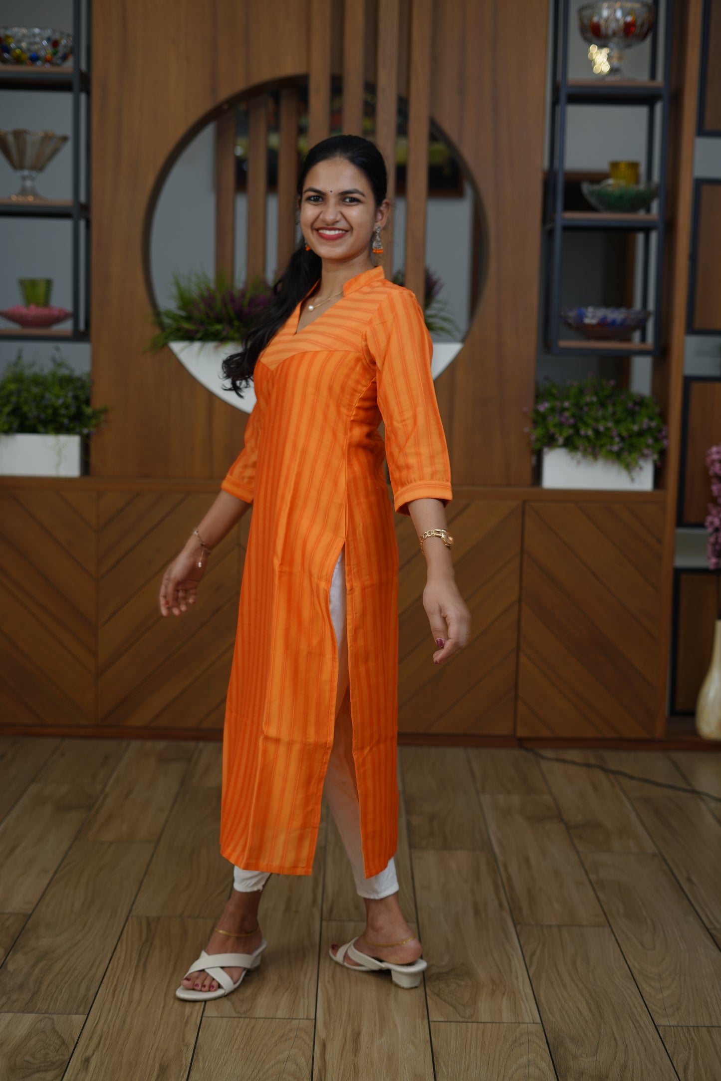 Peach Serenity Flared Kurti - F1068