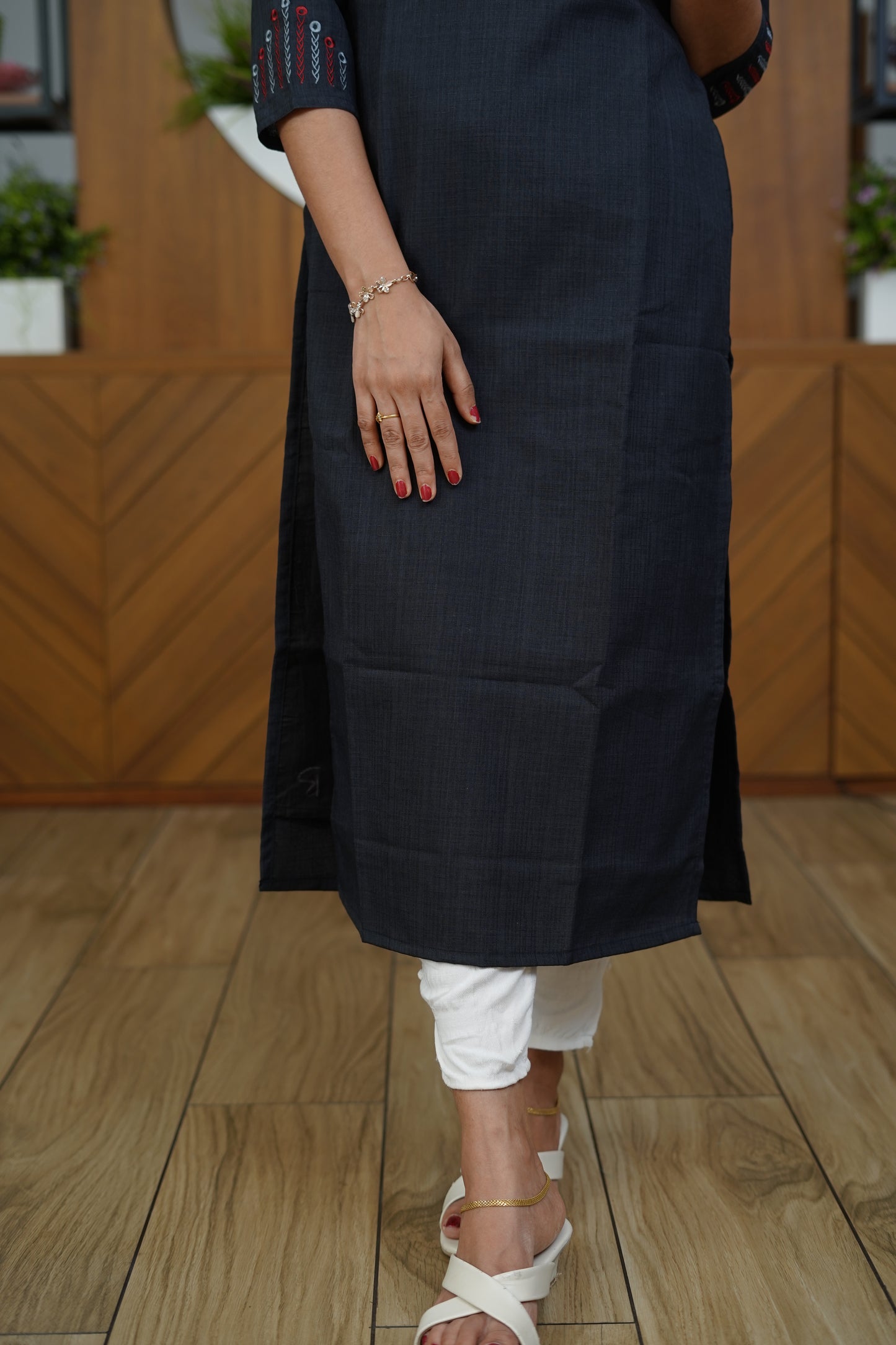 Sage Blossom Pleated Kurti - F1069
