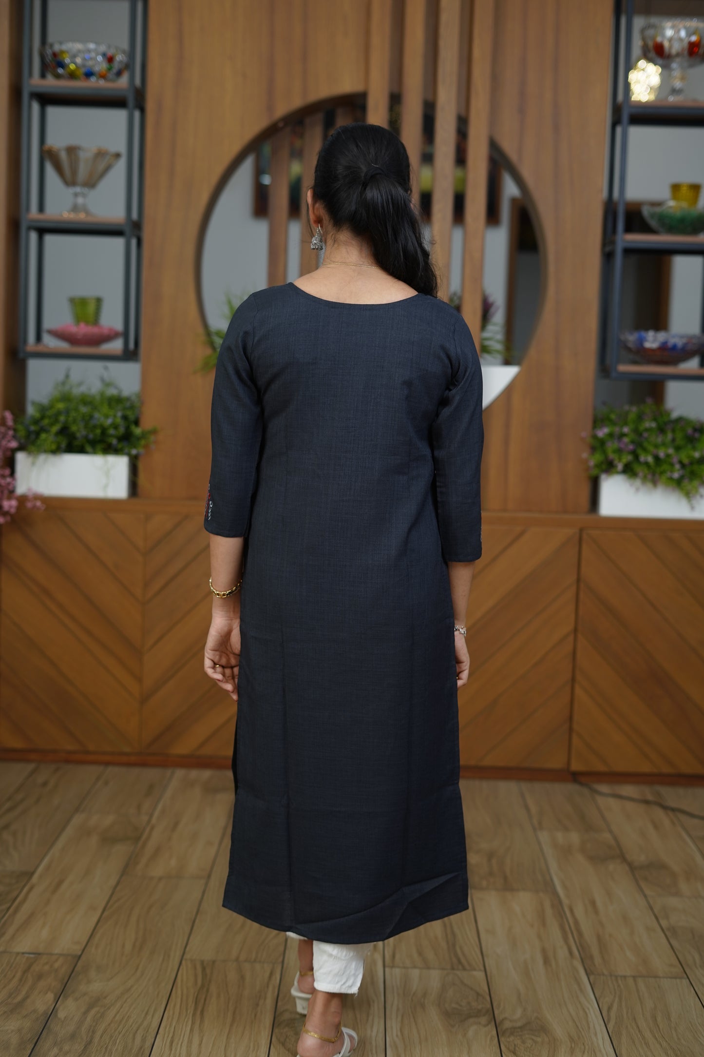 Sage Blossom Pleated Kurti - F1069