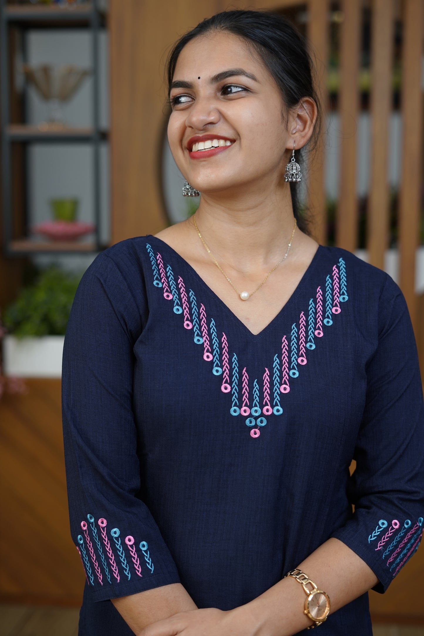 Midnight Floral Flare Kurti - F1069