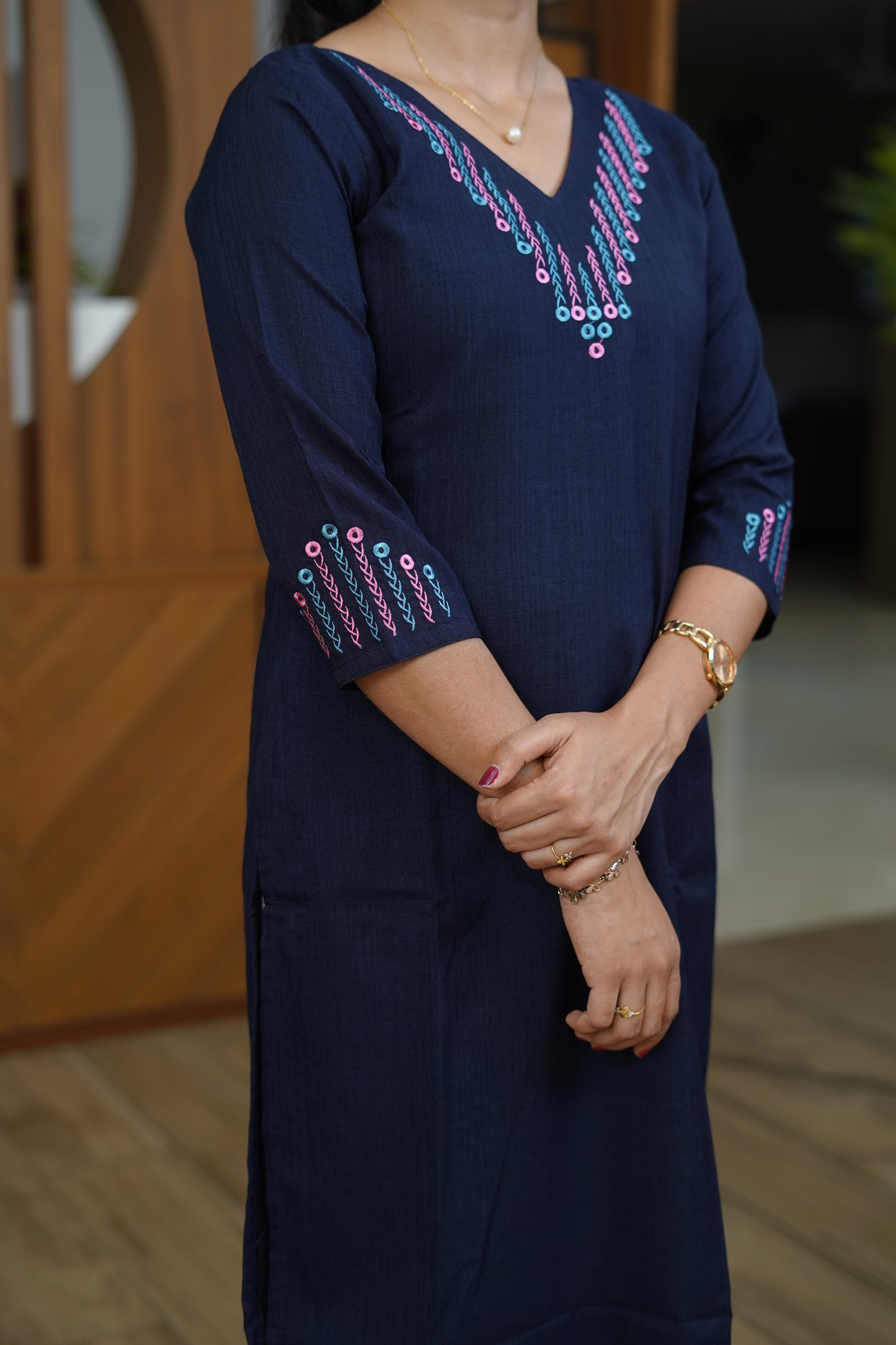 Midnight Floral Flare Kurti - F1069