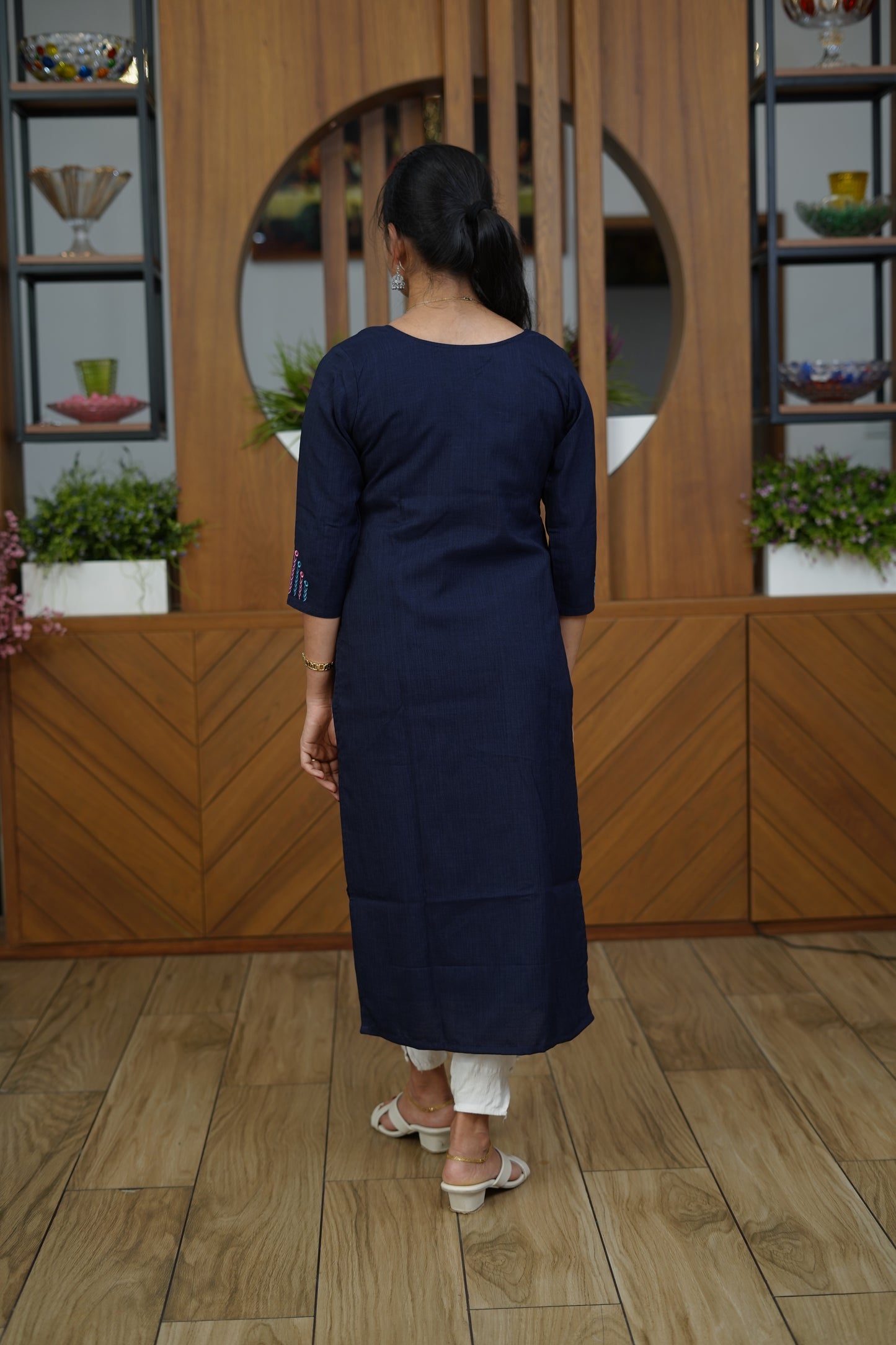 Midnight Floral Flare Kurti - F1069