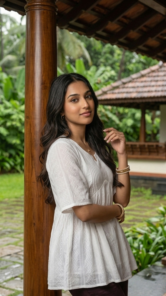 The Ivory Pintuck Peplum Top