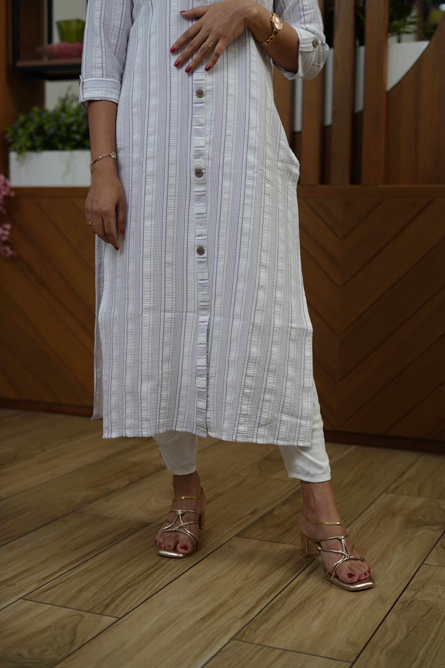 White Printed Cotton Kurti