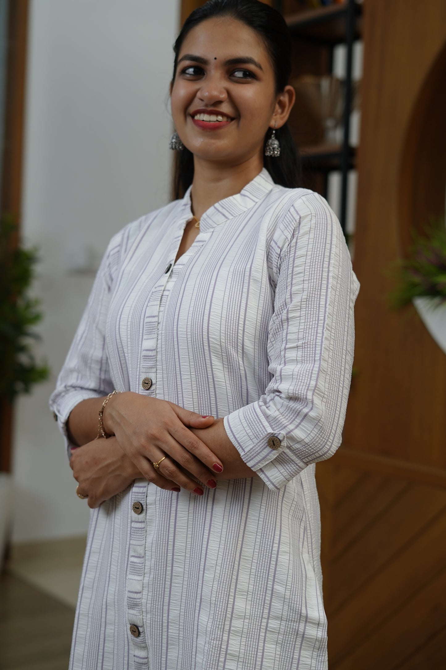 White Printed Cotton Kurti
