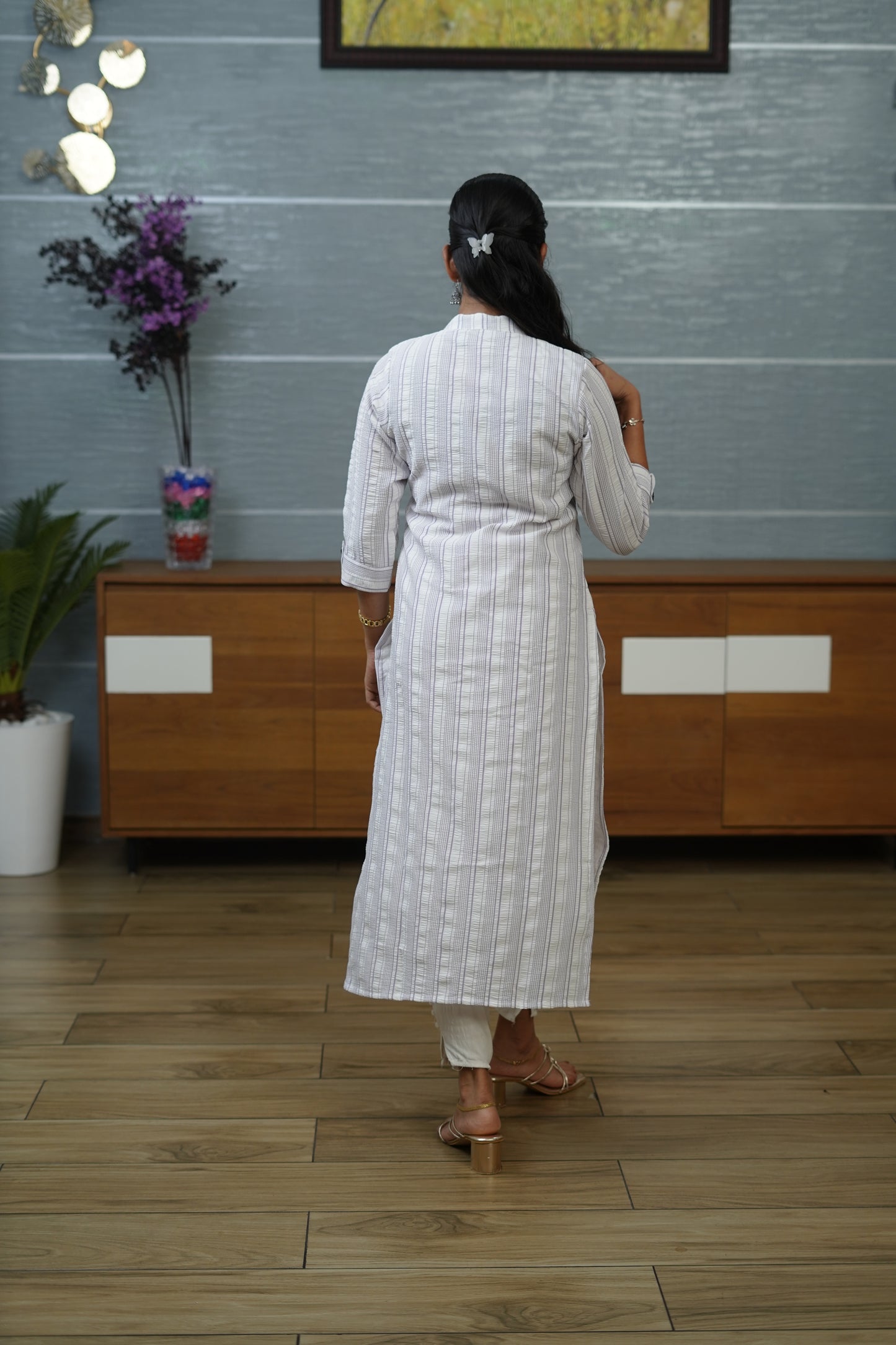 White Printed Cotton Kurti