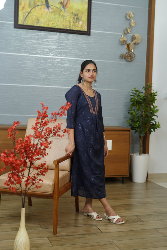 Embroidered Panel Dress - PF1010