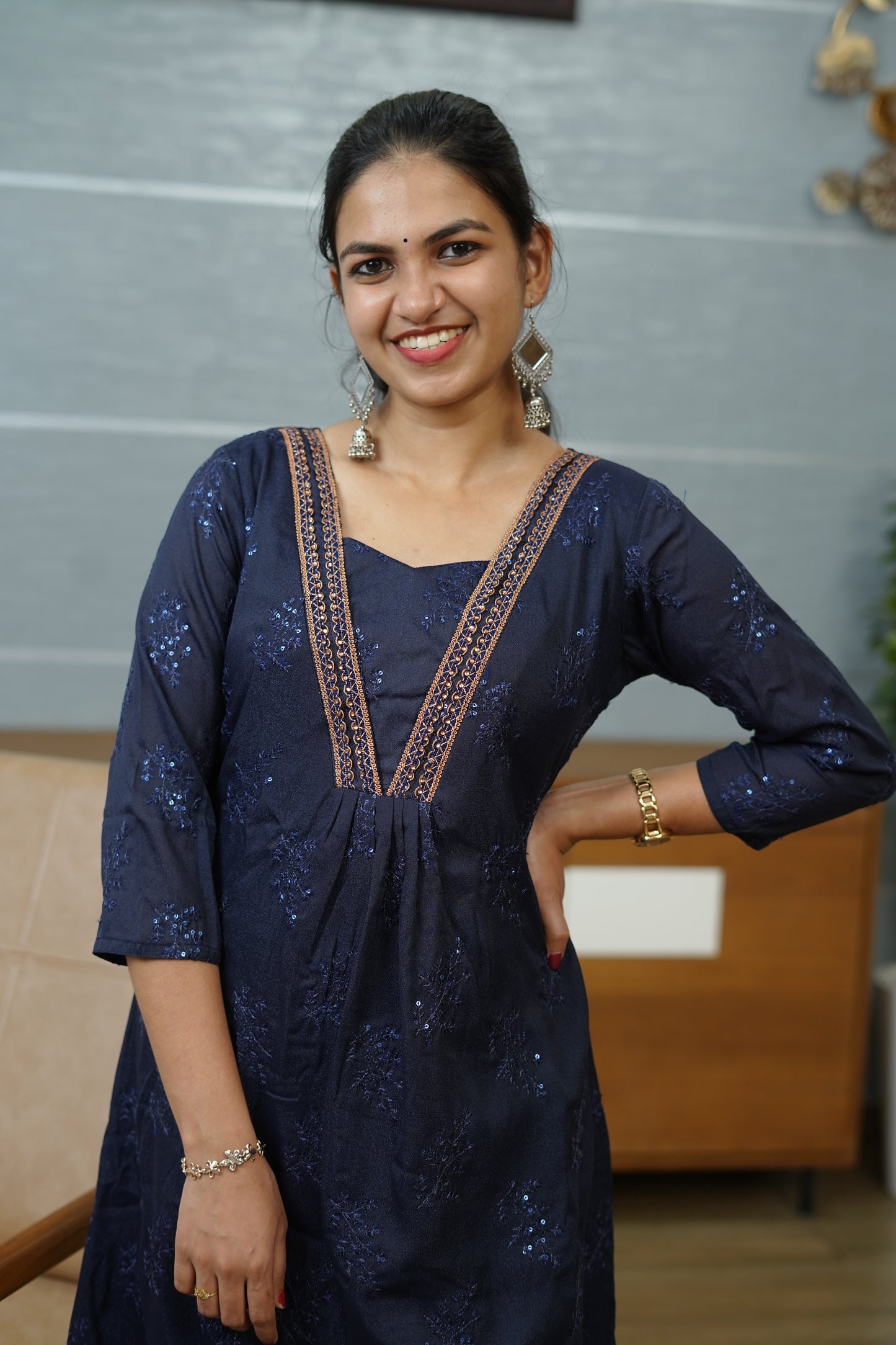 Embroidered Panel Dress - PF1010