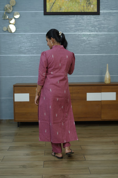 Rose Pink ikat Kurta Set - PF1014