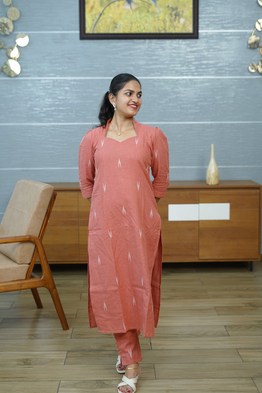 Terracotta Ikat Kurta Set - PF1014