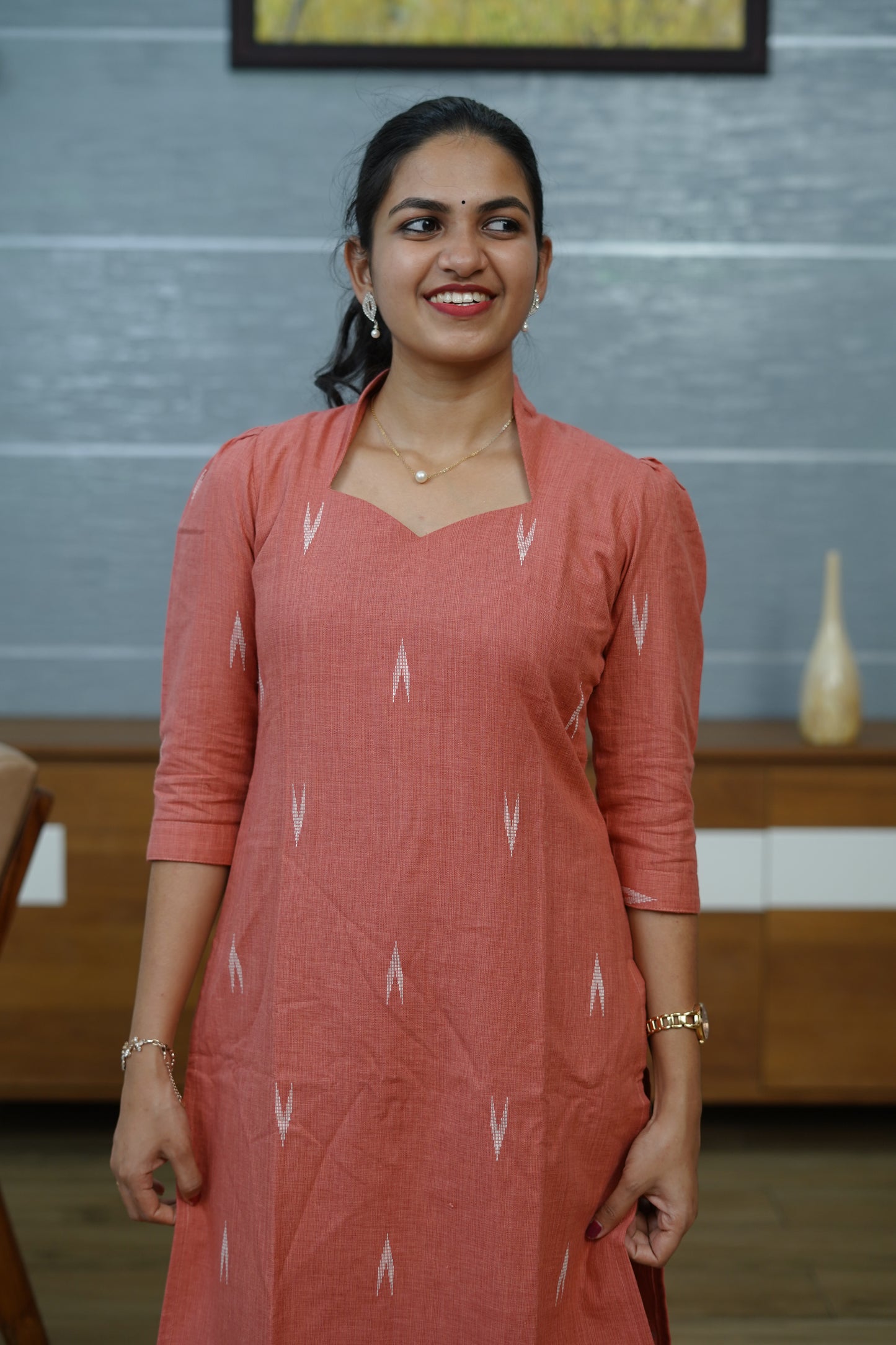 Terracotta Ikat Kurta Set - PF1014
