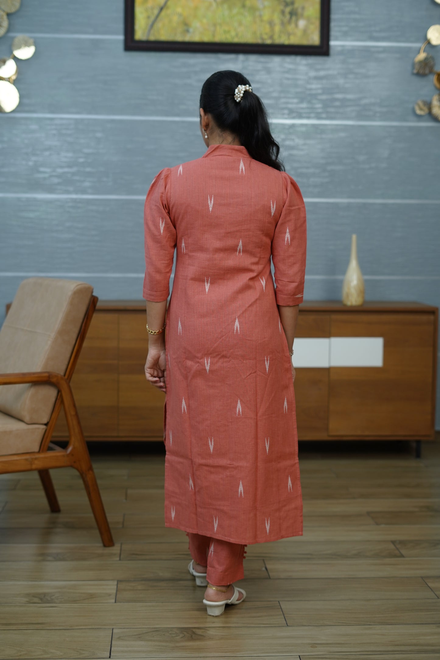 Terracotta Ikat Kurta Set - PF1014