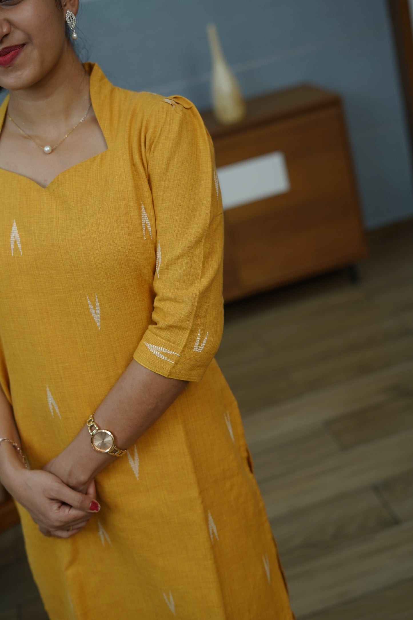Mustard Ikat Kurta Set - PF1014
