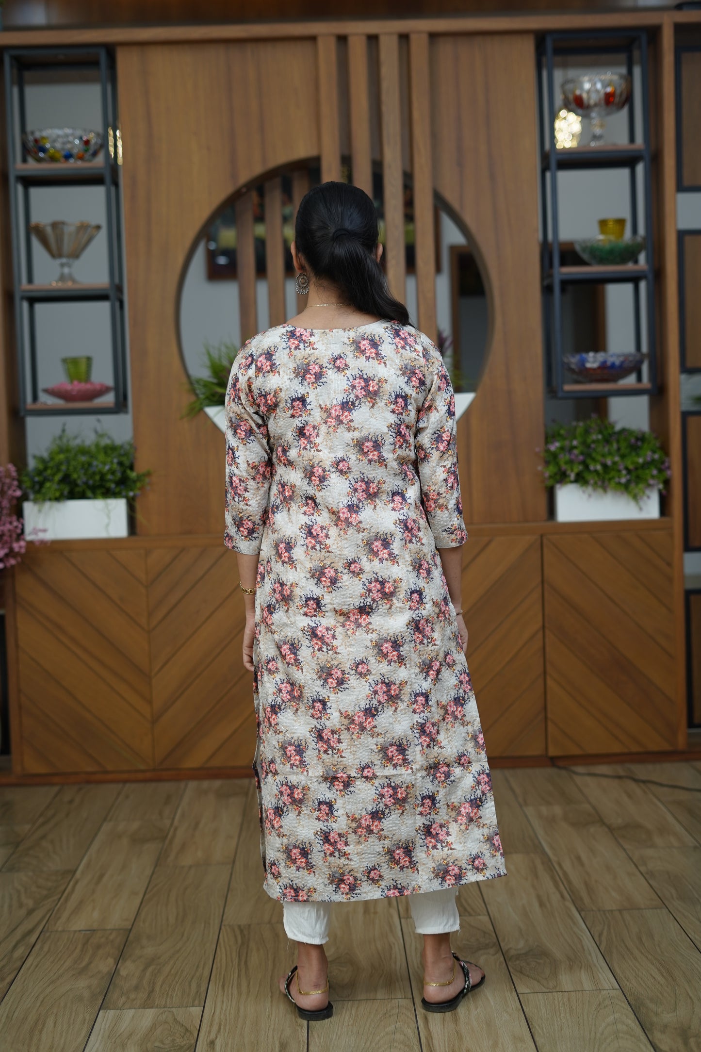 Vintage Rose Printed Kurti - F1076