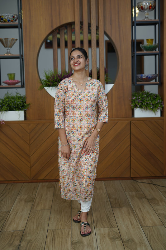 Jaipur Mosaic Print Kurti - F1076