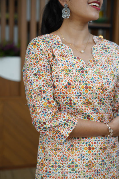 Jaipur Mosaic Print Kurti - F1076