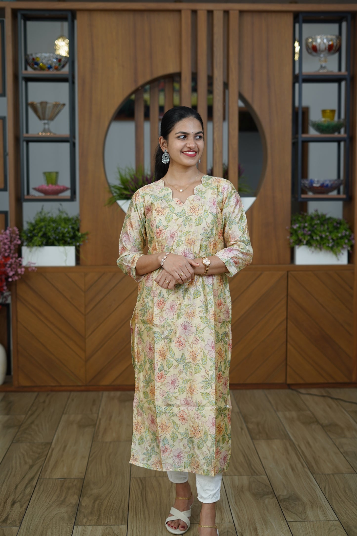 Mehendi Green Ethnic Kurti - F1076