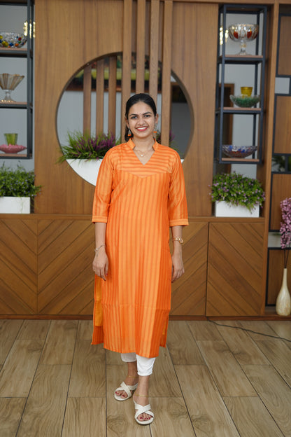 Peach Serenity Flared Kurti - F1068