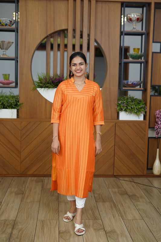 Peach Serenity Flared Kurti - F1068