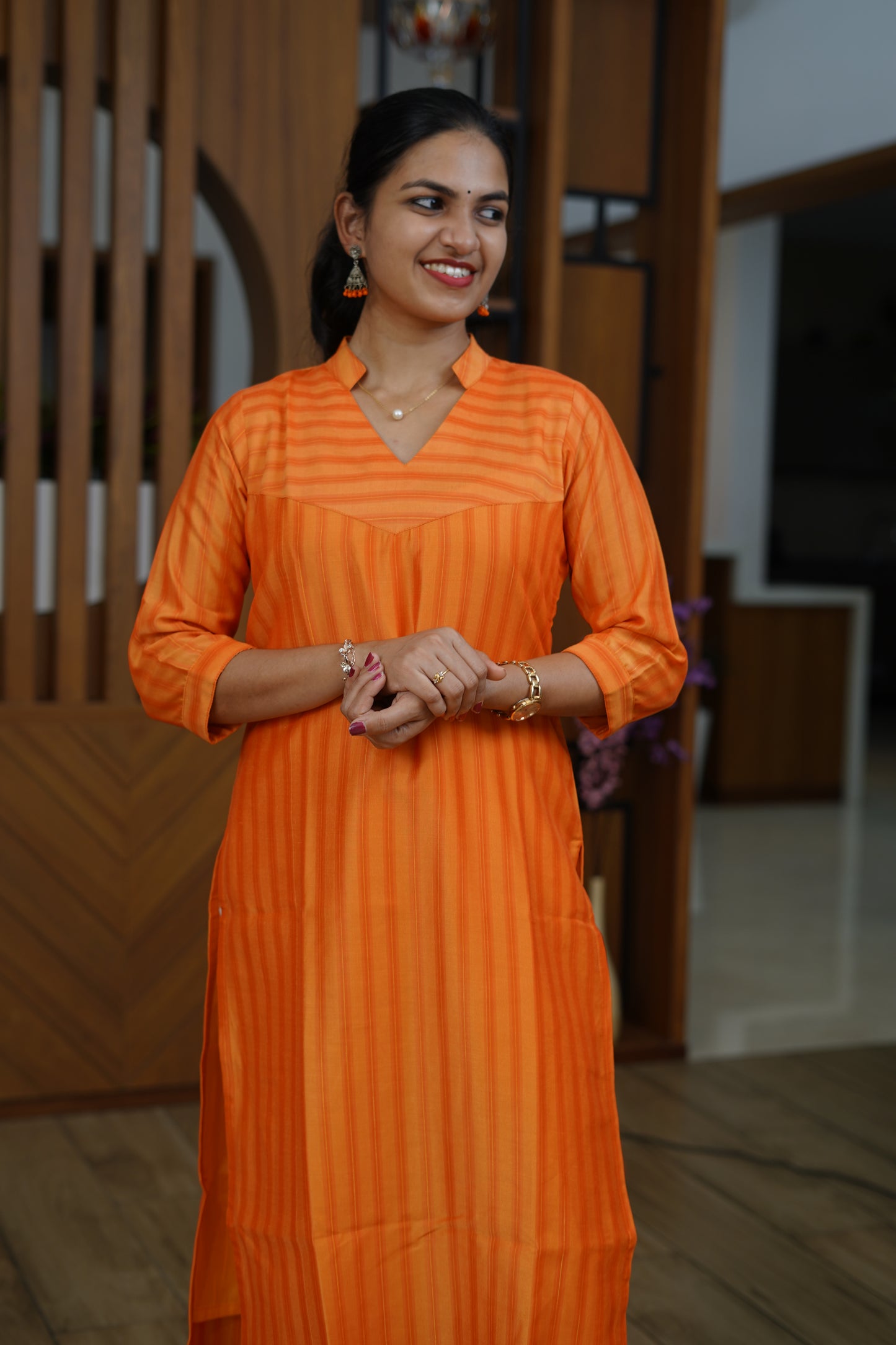 Peach Serenity Flared Kurti - F1068