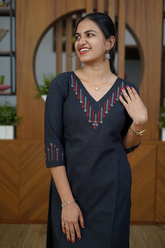 Sage Blossom Pleated Kurti - F1069