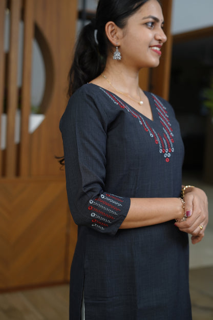 Sage Blossom Pleated Kurti - F1069