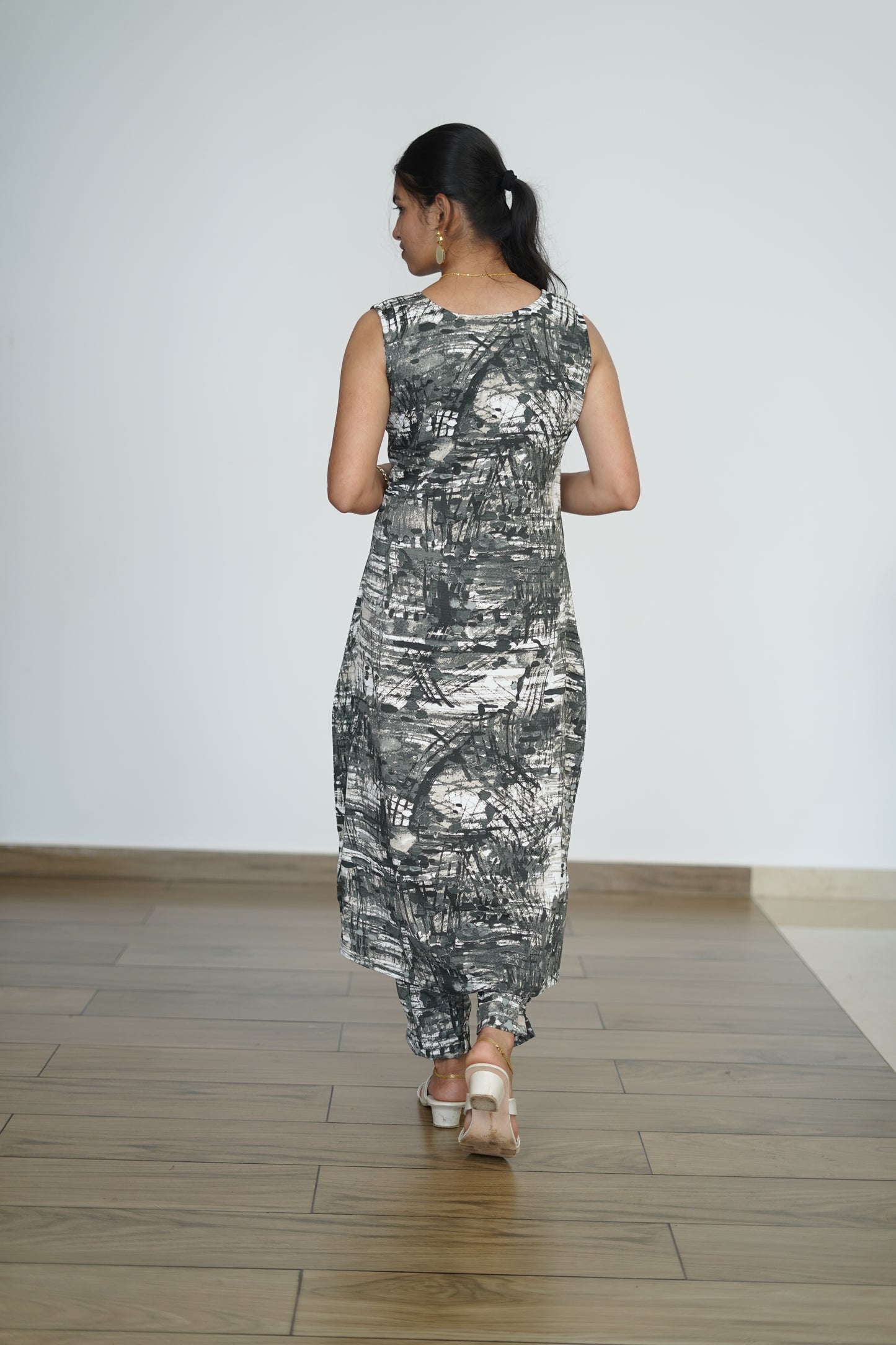 Twilight Grey - Buttoned Kurta Set - F1079
